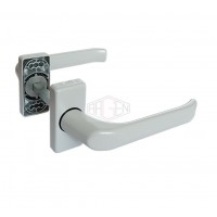 Klamko-klamka WALA H1 do drzwi, krótki szyld, srebrny RAL9006